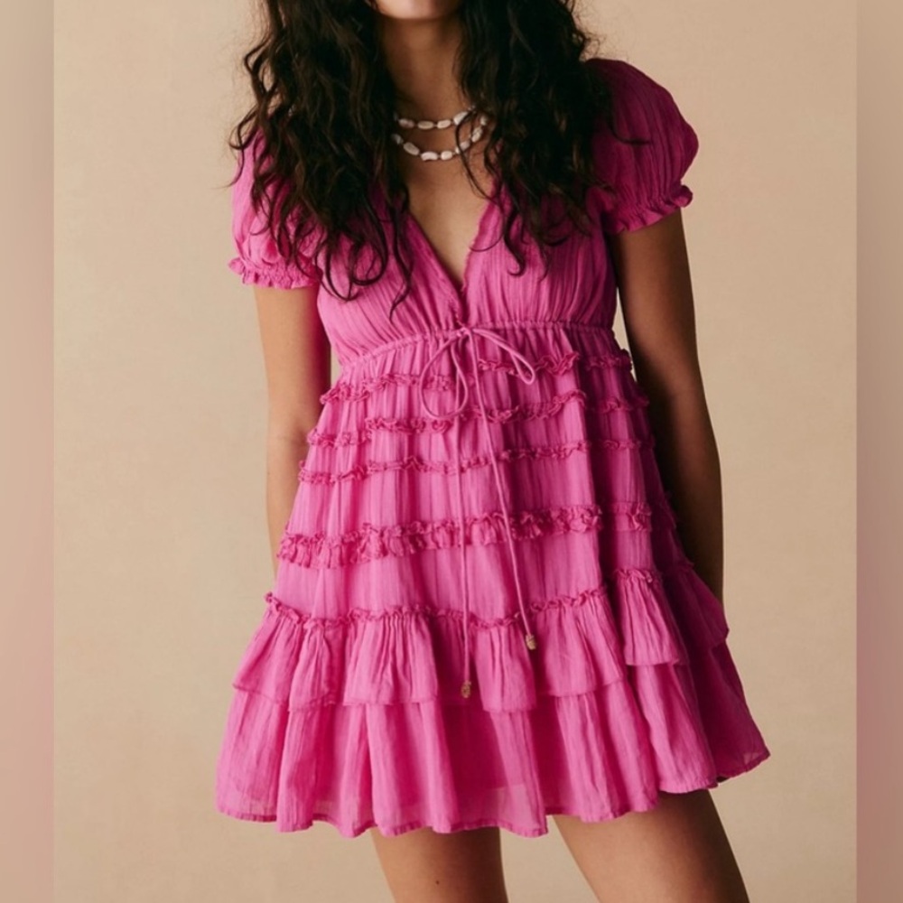 Free People Darcy Mini Dress - Hibiscus Pink
